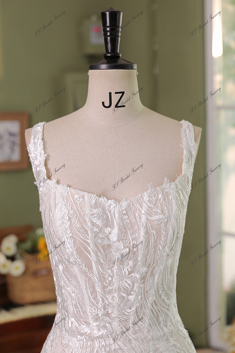 Long Bow Lace Mermaid Wedding Dress