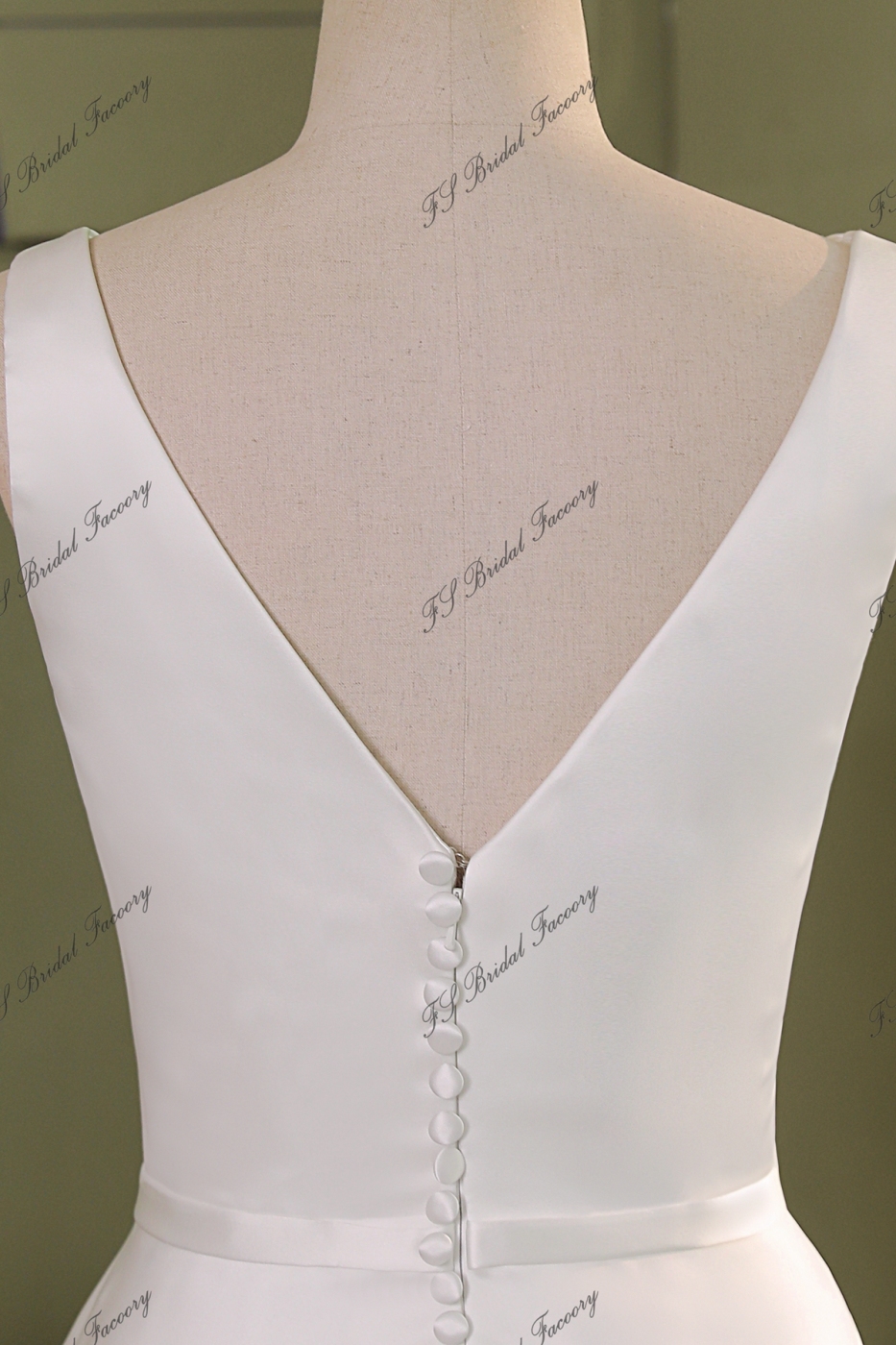 Soft Satin A Line Wedding Gowns With Ruffle Neckline