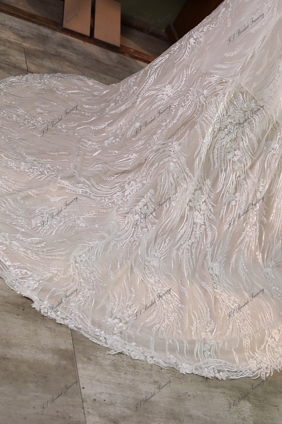Long Bow Lace Mermaid Wedding Dress