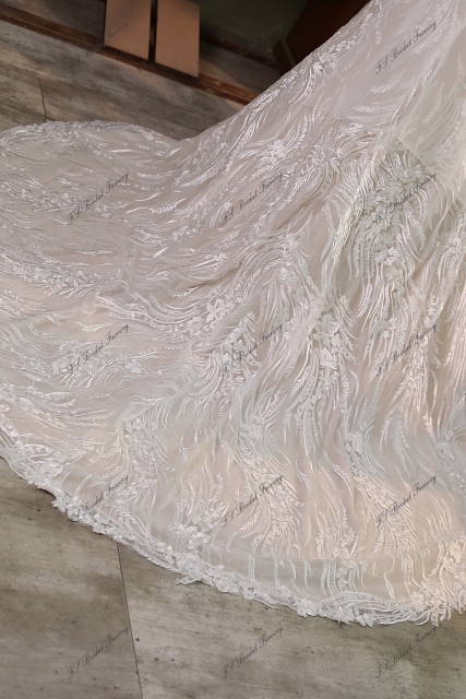 Long Bow Lace Mermaid Wedding Dress