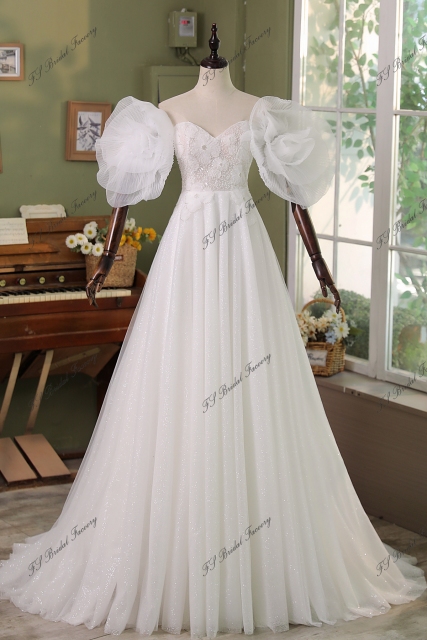 Simple Mikado Tulle Bridal Dress