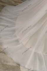 Detached Sleeve Romantic Lace With Shining Tulle  A Line Wedding Gowns