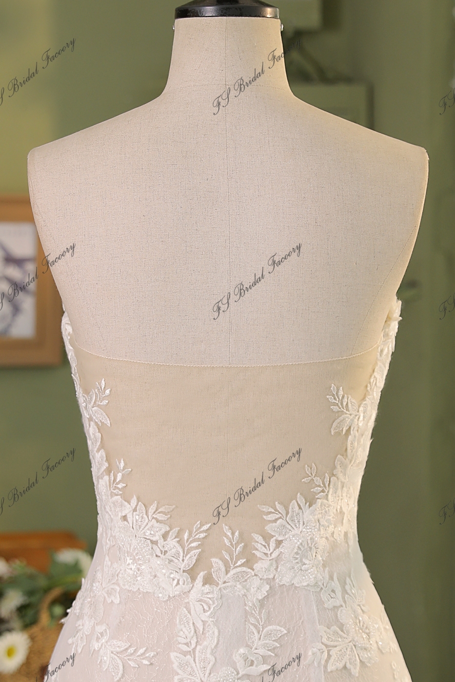 3D Flower Lace Applique With Shining Tulle  Mermaid Bridal Dress