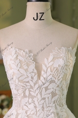 Detached Sleeve Romantic Lace With Shining Tulle  A Line Wedding Gowns