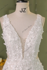 3D Flower Lace Applique With Diamond Tulle  Mermaid Bridal Dress