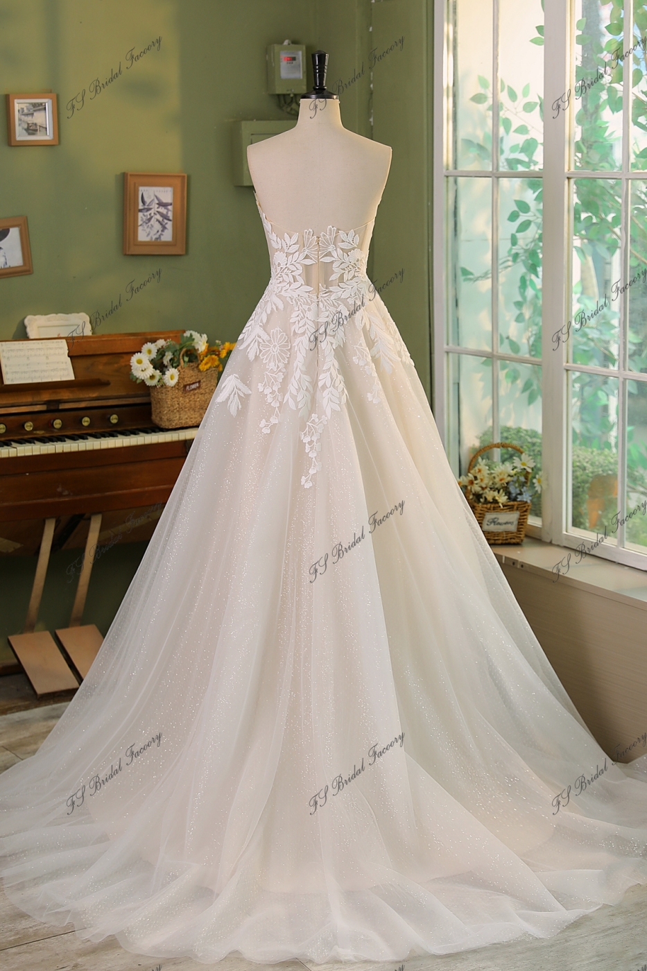 Detached Sleeve Romantic Lace With Shining Tulle  A Line Wedding Gowns