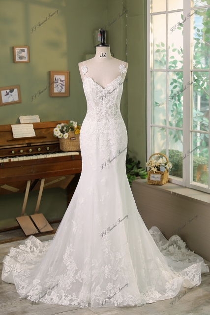 Beading Lace Applique With Lace Underlay Mermaid Bridal Dress