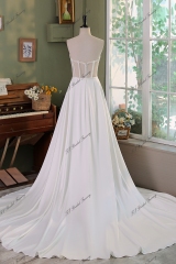 Soft Satin A Line Detached Over Skirt Wedding Gowns