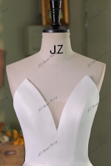 Soft Satin A Line Detached Over Skirt Wedding Gowns