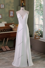 Soft Satin A Line Detached Over Skirt Wedding Gowns