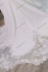 Off Shoulder Pleat Crepe Mermaid Bridal Dress With  Beading Lace Train