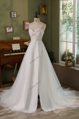A-line Beading Wedding Gown With Sweetheart And High Split