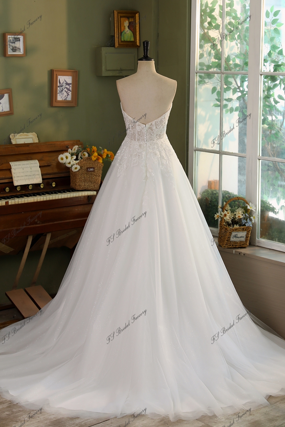 A-line Beading Wedding Gown With Sweetheart And High Split