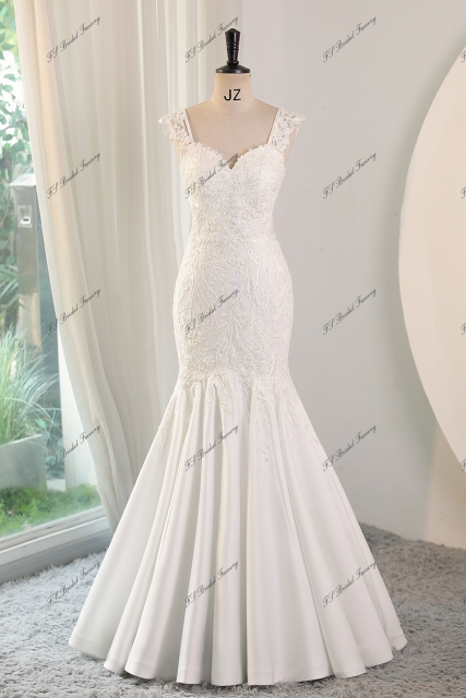 Soft Satin Mermaid Wedding Gowns With Detached Over Skirt