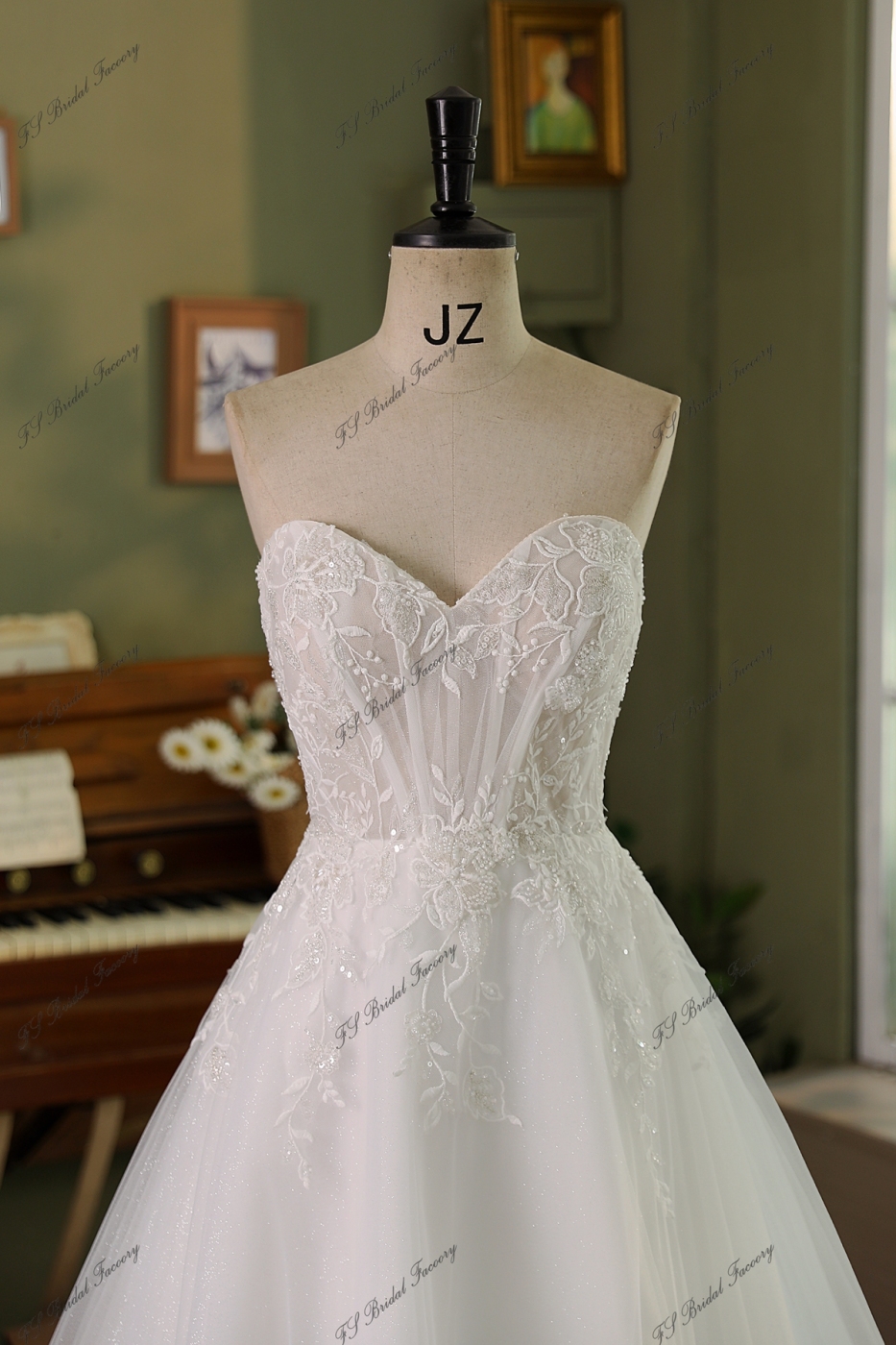 A-line Beading Wedding Gown With Sweetheart And High Split