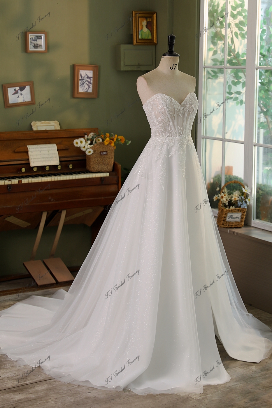 A-line Beading Wedding Gown With Sweetheart And High Split