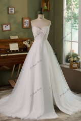 A-line Beading Wedding Gown With Sweetheart And High Split