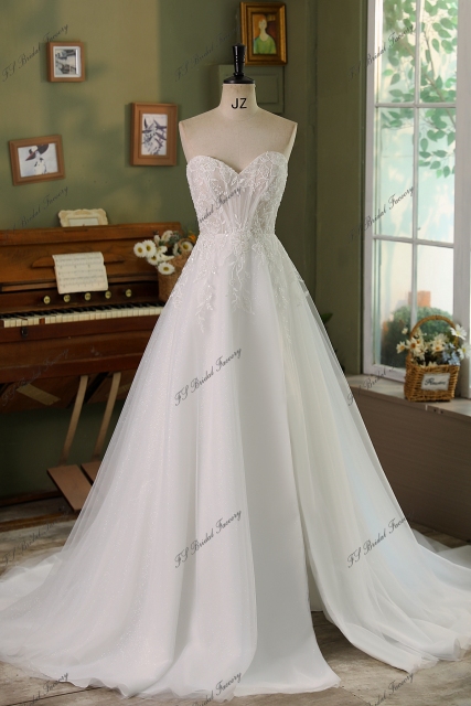 A-line Beading Wedding Gown With Sweetheart And High Split