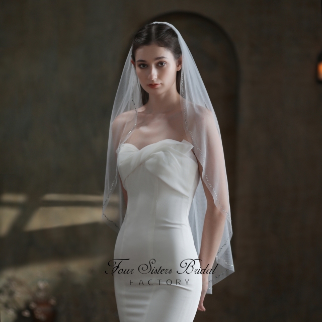 37 Inches Beading Bridal Veils
