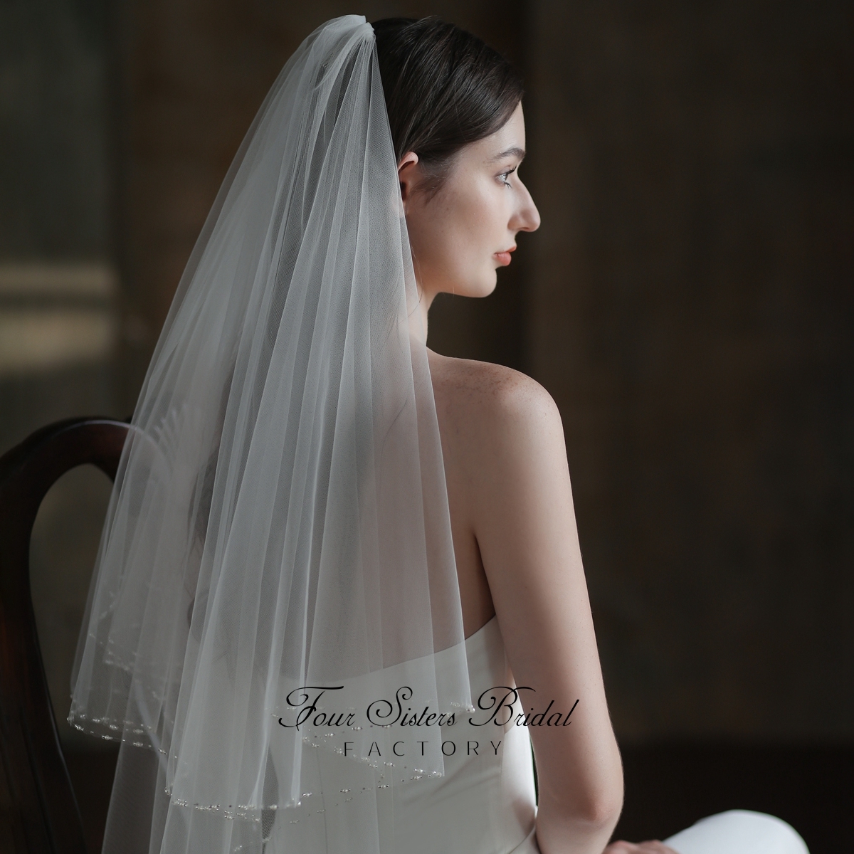 Two Layers Heavy Beading Veils