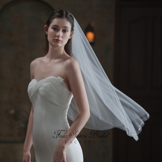 37 Inches Beading Bridal Veils