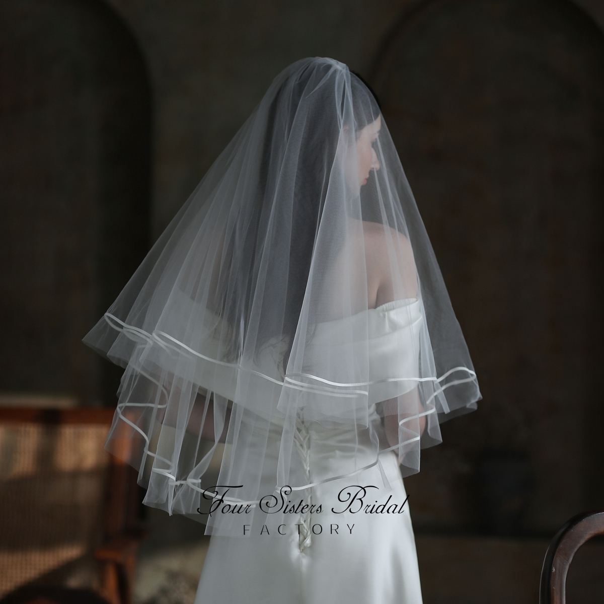 Two Layers Satin Edge Veils