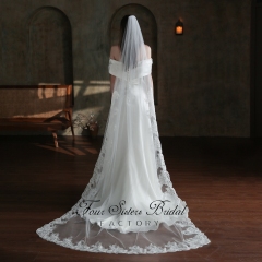 98  Inches  Wide Soft Lace Hem Bridal Veils