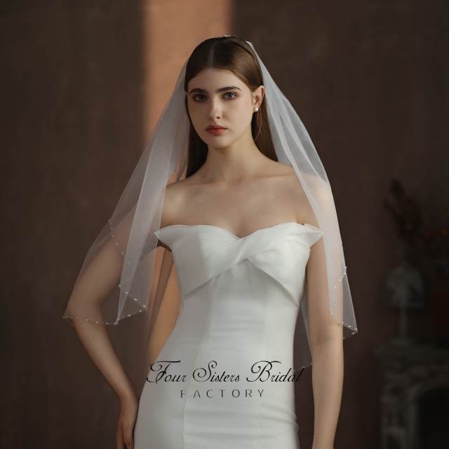 31  Inches Beading Bridal Veils
