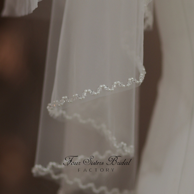 Two Layers Heavy Beading Veils