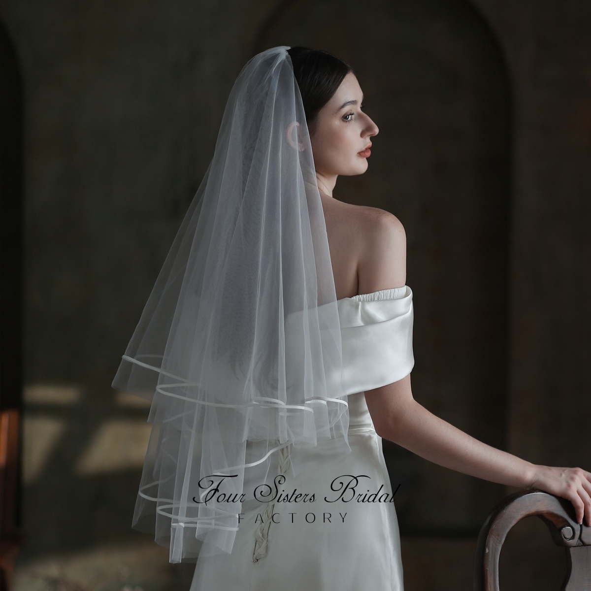 Two Layers Satin Edge Veils
