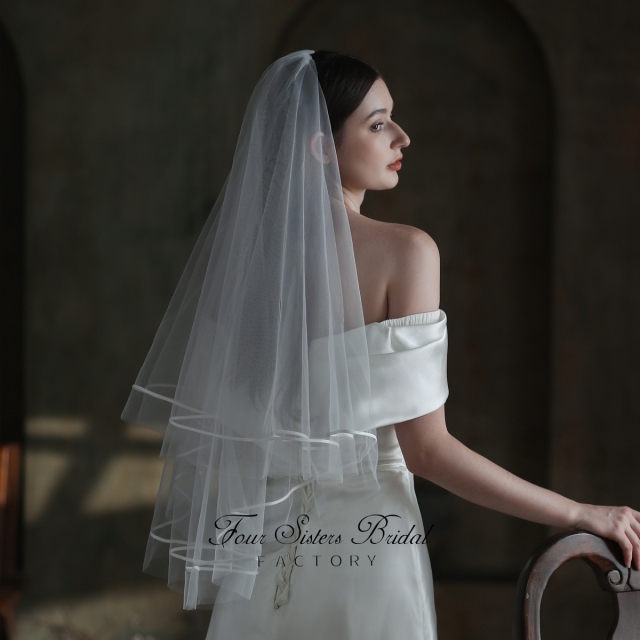 Two Layers Satin Edge Veils
