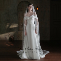 98  Inches  Wide Soft Lace Hem Bridal Veils