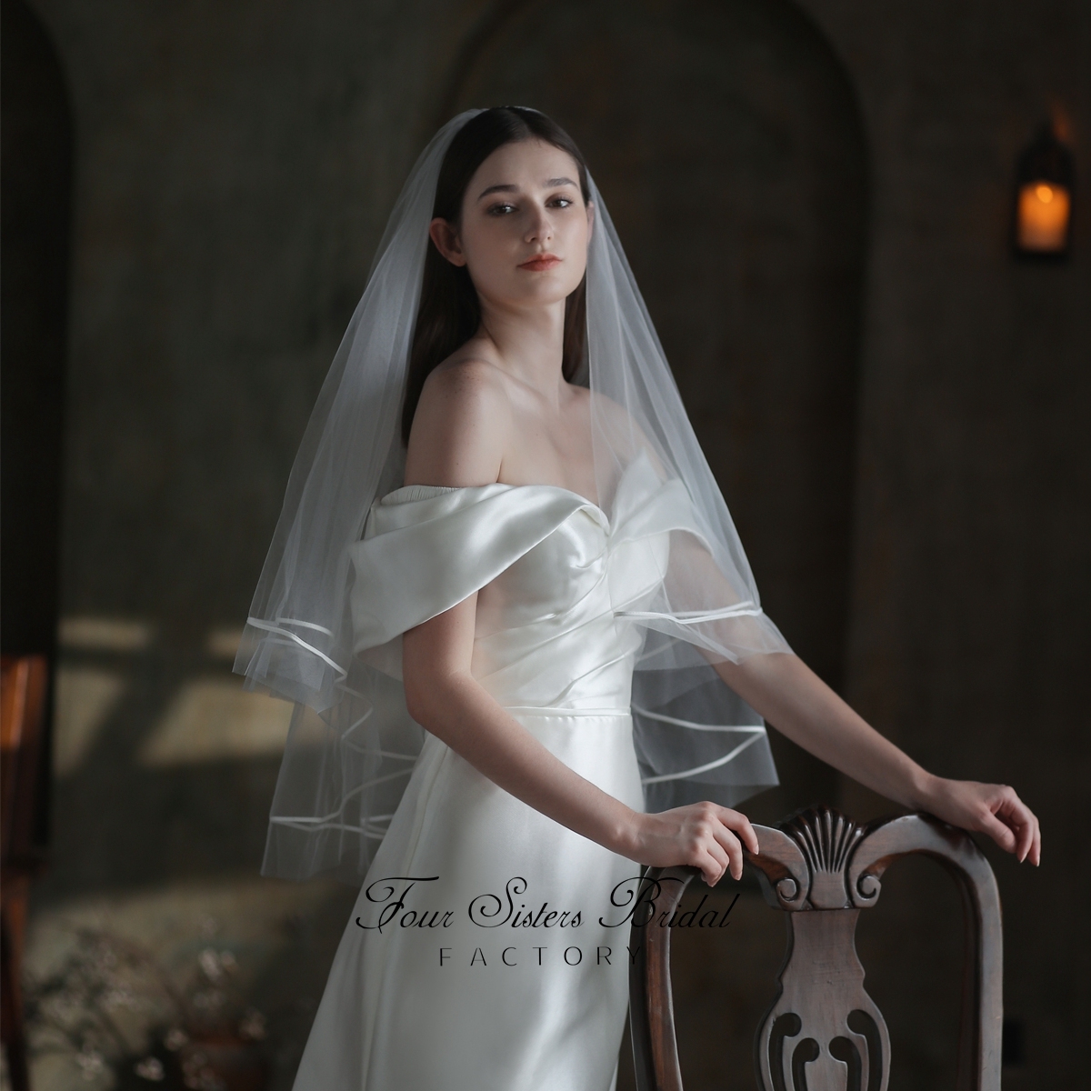Two Layers Satin Edge Veils