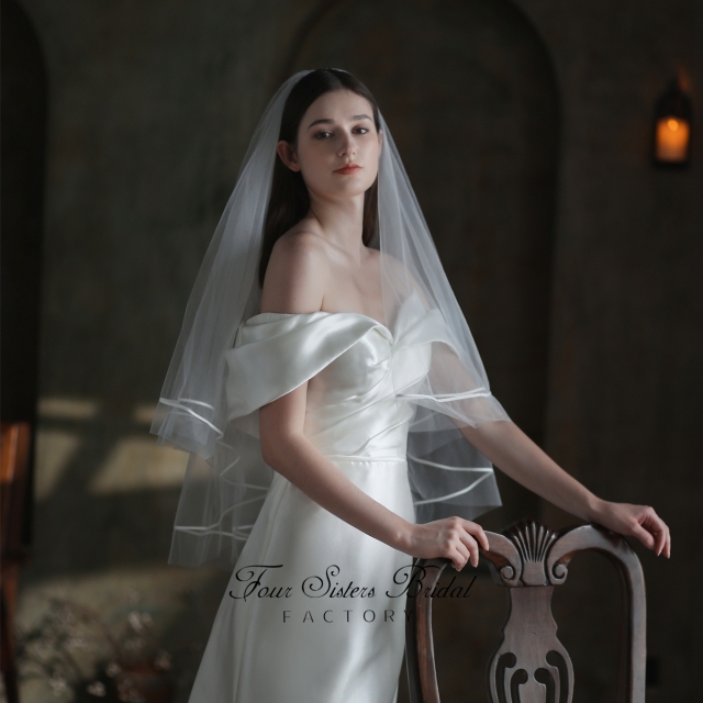 Two Layers Satin Edge Veils