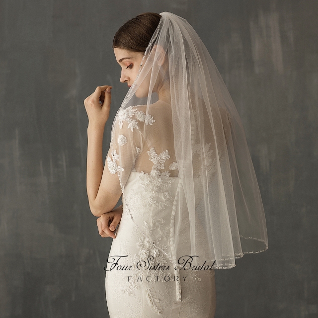 31  Inches Beading Bridal Veils