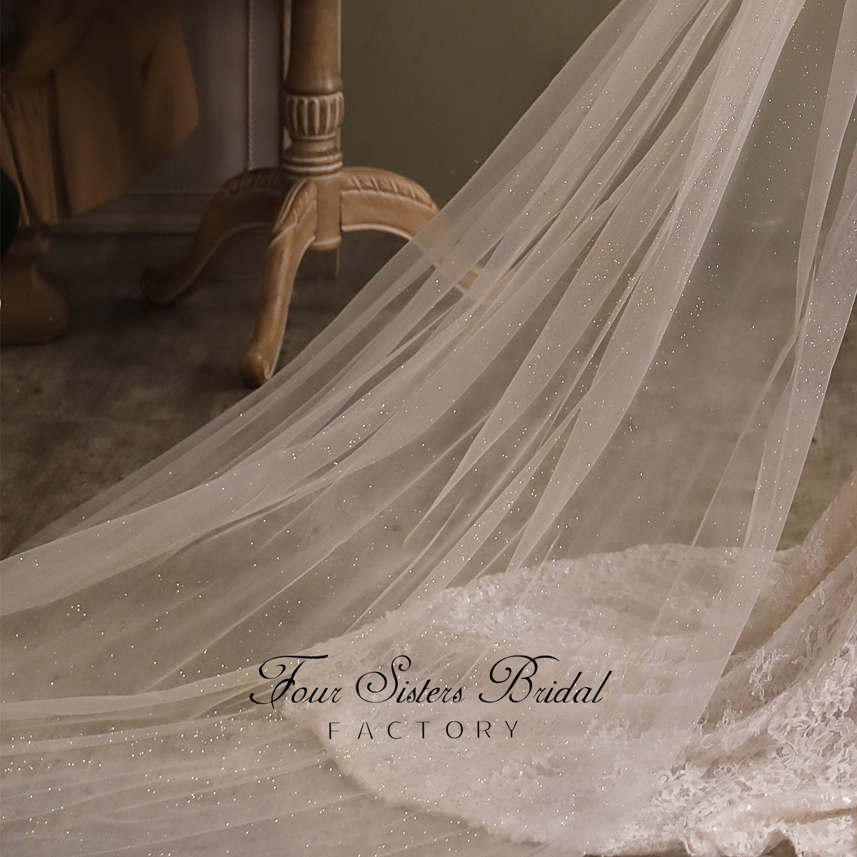 91 Inches Big Flowers Sequin Floral Lace Veil