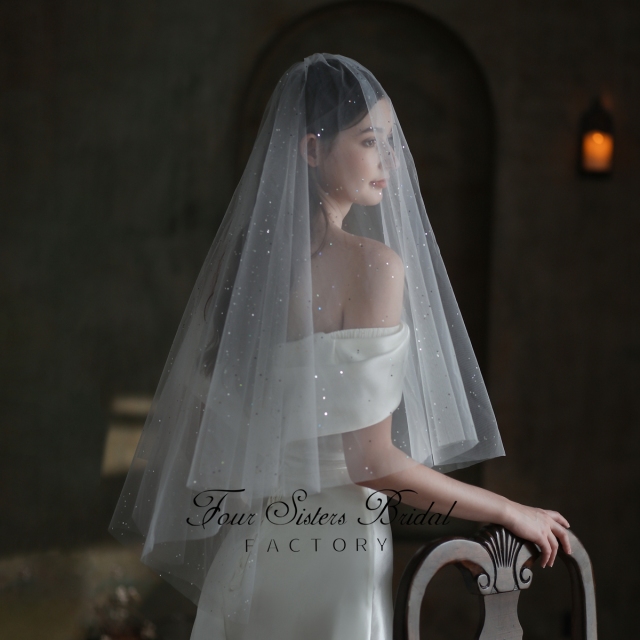 Two Layers Delicate Lace Flowers Veil
