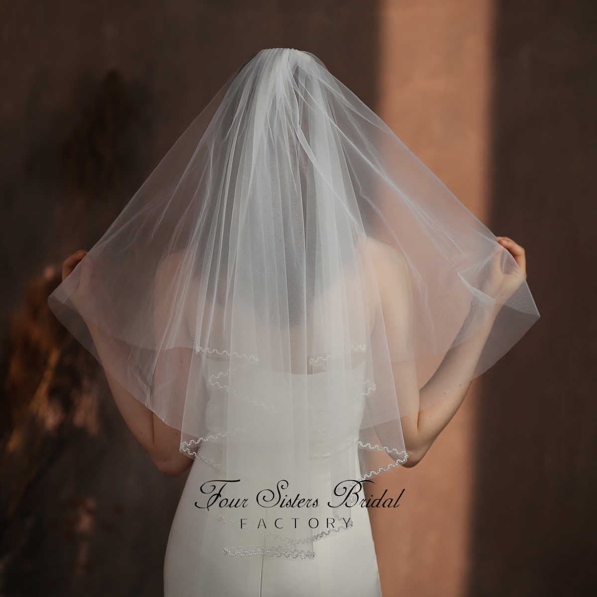 Two Layers Heavy Beading Veils