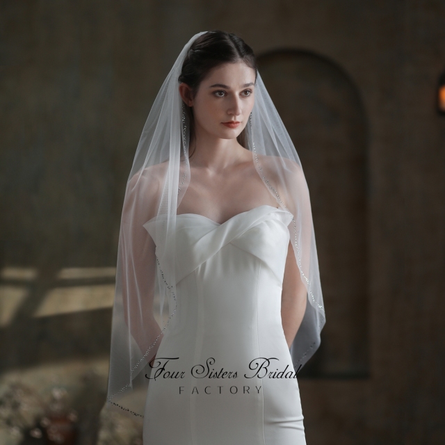 37 Inches Beading Bridal Veils