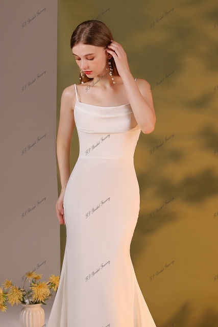 Detached Draped Cowl With Spaghetti Straps Crepe Gown