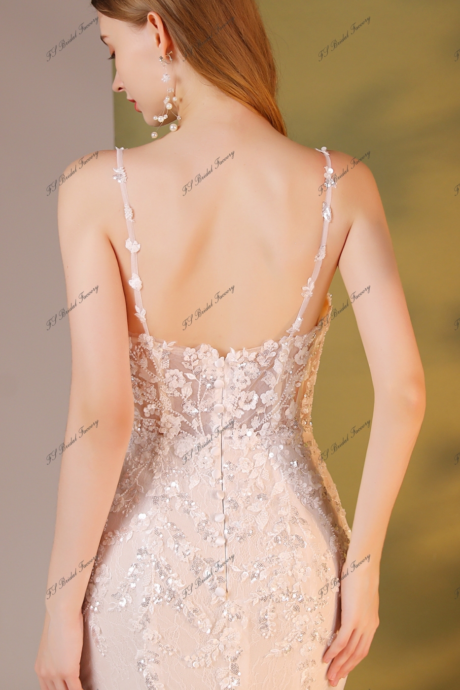 Crystal Beaded Embroidery Mermaid Wedding Dress With Detached Over Skirt