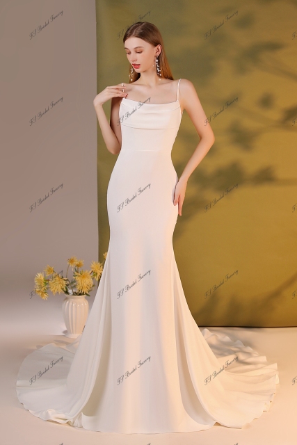 Detached Draped Cowl With Spaghetti Straps Crepe Gown