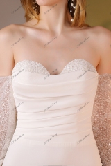 Beading Lace Crepe Bridal Dress With Detached Sleeve