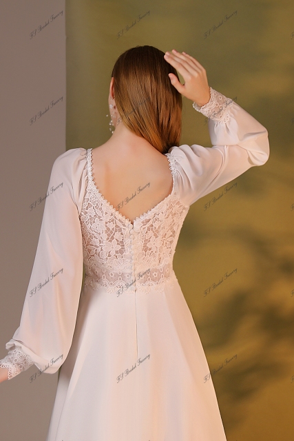 Romantic Bridal Gown With A Line Silhouette Chiffon Skirt