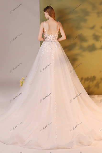 Crystal Beaded Embroidery Mermaid Wedding Dress With Detached Over Skirt