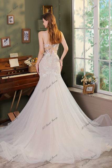 Romantic Heart-shaped Corset Bodice Glitter Mermaid Wedding Dress