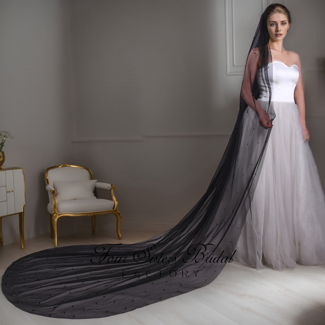Black Pearl Appliques  Veil