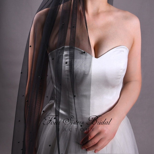 Black Pearl Appliques  Veil