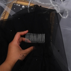 Black Pearl Appliques  Veil