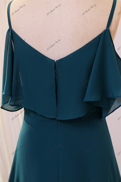 Spaghetti Straps Chiffon  Bridesmaid Dress With V-back